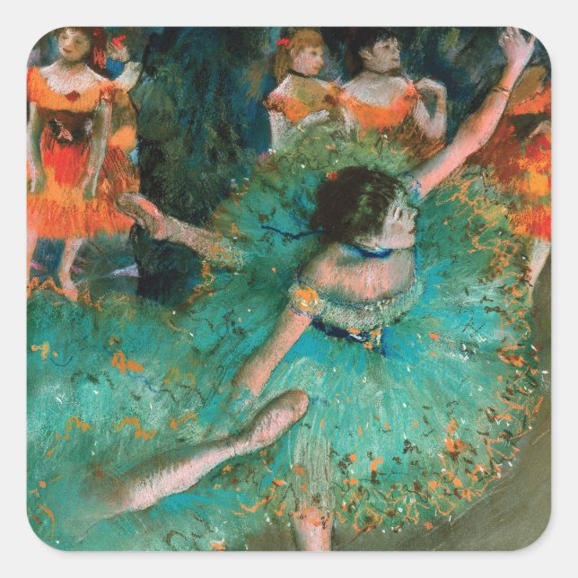 Adesivo Quadrado Dançarinos em Verde por Edgar Degas (Frente)