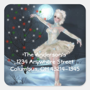 Adesivo Quadrado Dancing Ballerina Christmas Fantasy Address