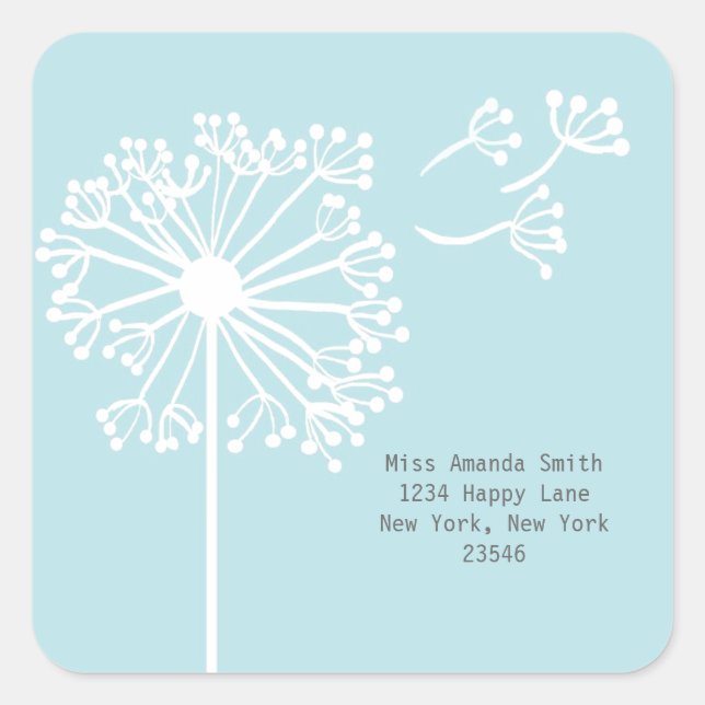 Adesivo Quadrado Dandelion Address Stickers (Frente)