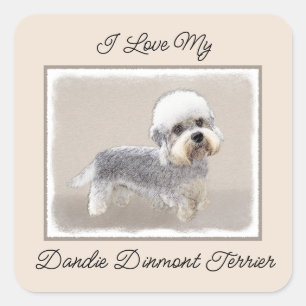 Adesivo Quadrado Dandie Dinmont Terrier pintando pintura original d