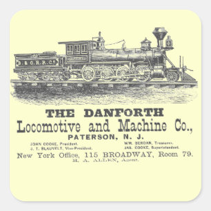 Adesivo Quadrado Danforth Locomotiva e Máquina Empresa 1852