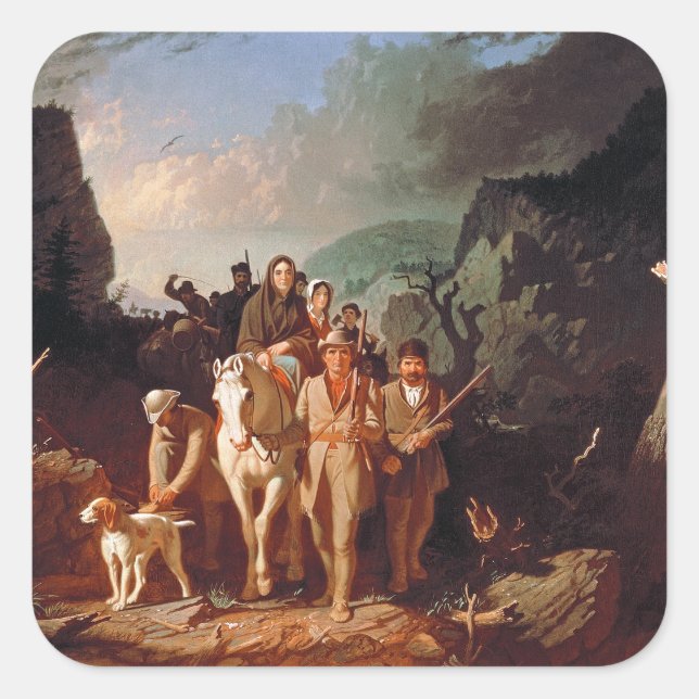 Adesivo Quadrado Daniel Boone escoltando colonos  (Frente)