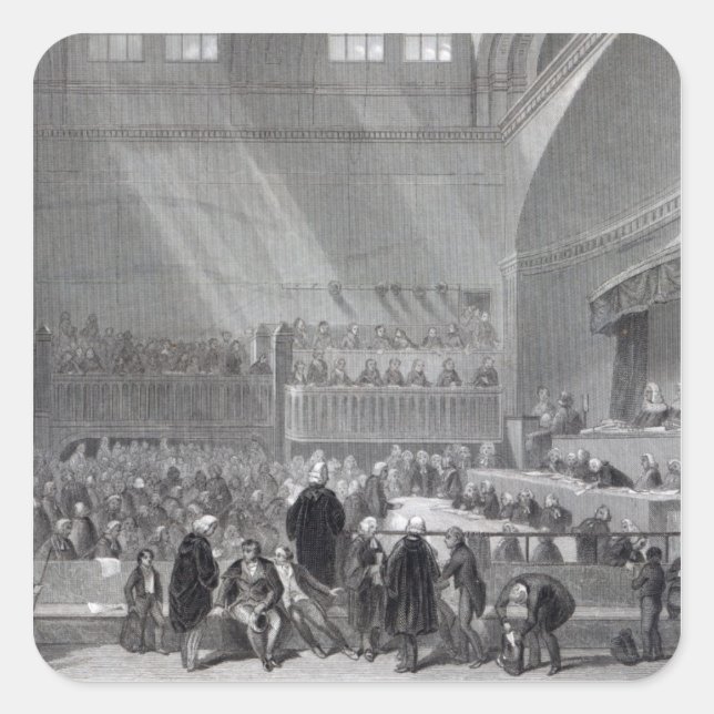 Adesivo Quadrado Daniel O'Connell em julgamento em 1844 (Frente)