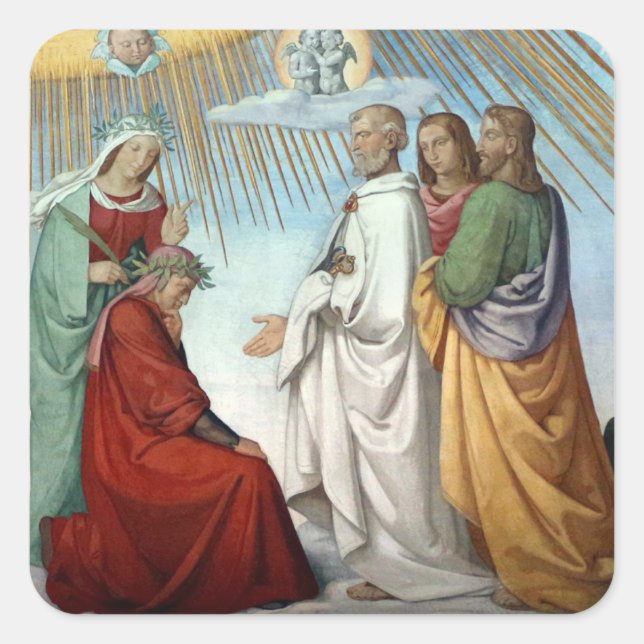 Adesivo Quadrado Dante & Beatrice chega às Estrelas Fixas - (Frente)