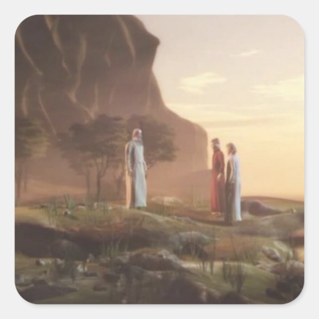 Adesivo Quadrado Dante e Virgil encontram Cato em Purgatório (Frente)