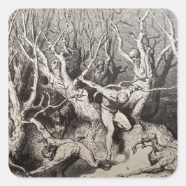 Adesivo Quadrado Dante vê Florestas de Suicídio - Círculo 7 do Infe