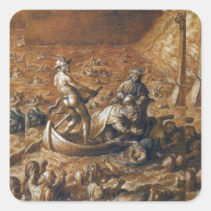 Adesivo Quadrado Dante & Virgil no rio Acheron
