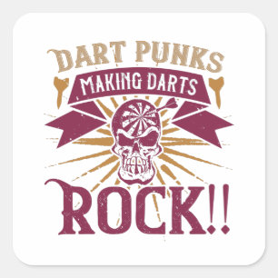 Adesivo Quadrado Dardos - Dart Punks Fazer Darts Rock!