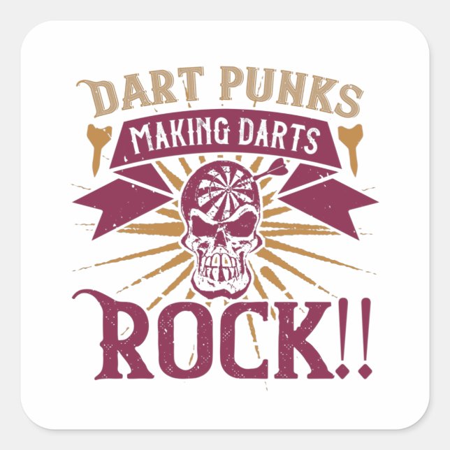 Adesivo Quadrado Dardos - Dart Punks Fazer Darts Rock! (Frente)