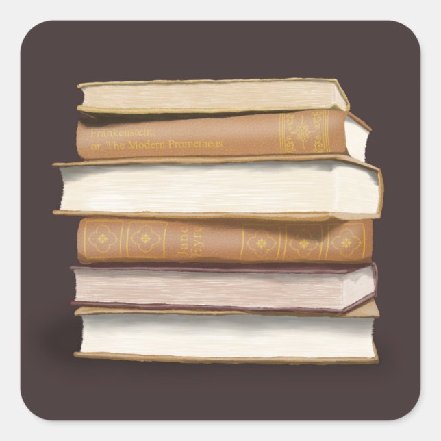 Adesivo Quadrado Dark Academia Antique Books (Frente)