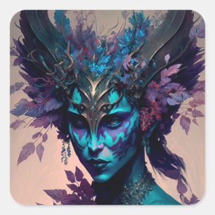 Adesivo Quadrado Dark Elf Fantasy Art