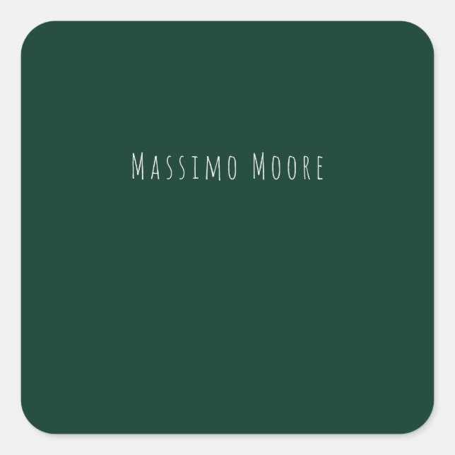Adesivo Quadrado Dark Green Plain Elegant Casual Own Name (Frente)