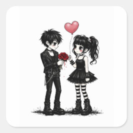 Adesivo Quadrado Dark Romance Goth Valentine Sticker