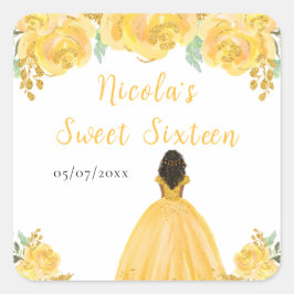 Adesivo Quadrado Dark Skin Princess Gold Floral Sweet Sixteen