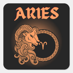 Adesivo Quadrado Dark Zodíaco - Áries Arte de Astrologia Medieval