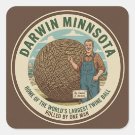 Adesivo Quadrado Darwin, Minnesota Twine Ball Souvenir Stickers