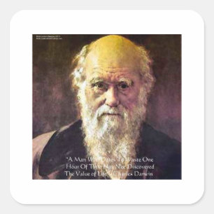 Adesivo Quadrado Darwin "Value Of Life" Sabedoria Cita Presentes E 