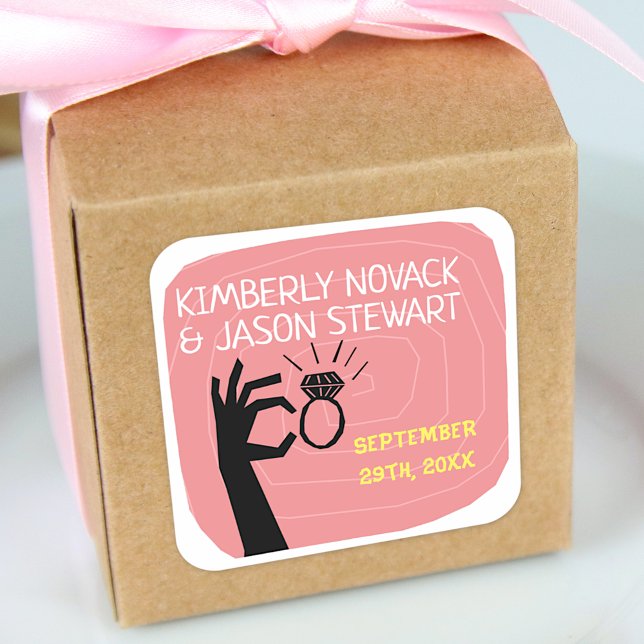 Adesivo Quadrado Data de Nomes Modernos de Casamentos do Século Méd (Criador carregado)