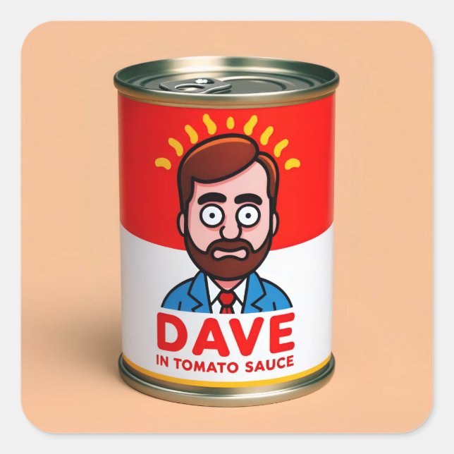 Adesivo Quadrado Dave em molho de tomate (Frente)