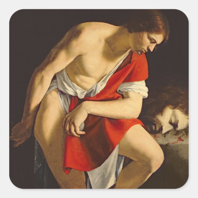 Adesivo Quadrado David contemplando o chefe de Golias (Frente)