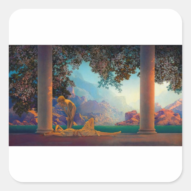 Adesivo Quadrado DAYBREAK Maxfield Parrish 1922 Stickers (Frente)