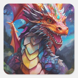 Adesivo Quadrado Dazzling Dragon