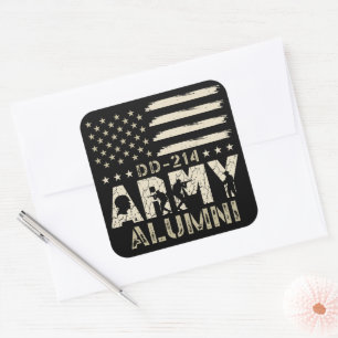 Adesivo Quadrado DD-214 Exército Alumino Militar dos EUA Bandeira V