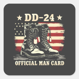 Adesivo Quadrado DD 24 Cartão Oficial de Homem com Bandeira de Vete