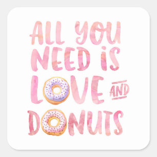 Adesivo Quadrado de Amor e Donuts