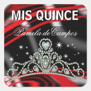 Adesivo Quadrado De Blinged tiara Sparkling para fora Quinceañera