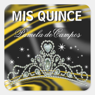 Adesivo Quadrado De Blinged tiara Sparkling para fora Quinceañera