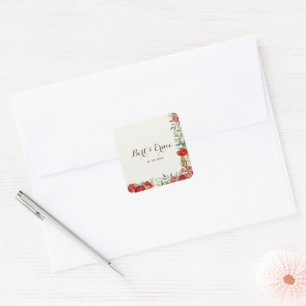 Adesivo Quadrado de Casamento Botânico Personaliza