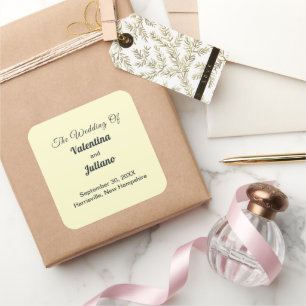 Adesivo Quadrado de Casamento com Texto em Ardósia