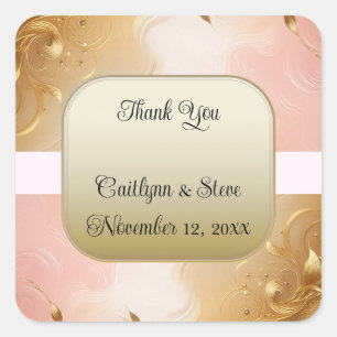 Adesivo Quadrado de Casamento Rose Gold Ombre