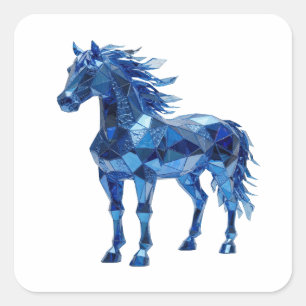 Adesivo Quadrado de CAVALO de VIDRO AZUL Claro Azu