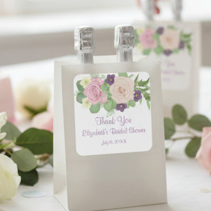 Adesivo Quadrado de Chuva de Noiva Floral Roxo