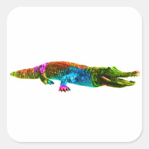 Adesivo Quadrado de Crocodilo Colorido