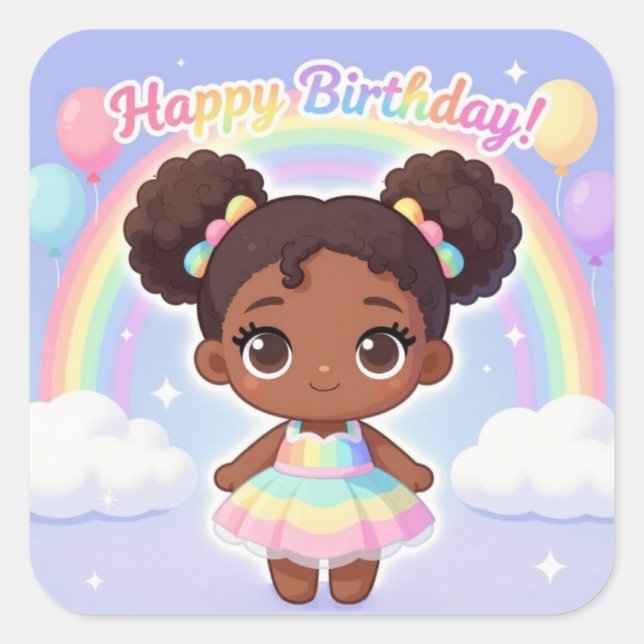Adesivo Quadrado de Feliz Aniversário (Frente)