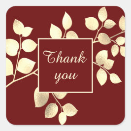 Adesivo quadrado de folhas douradas castanhas româ