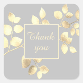 Adesivo quadrado de folhas douradas cinza romântic
