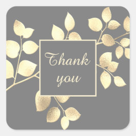 Adesivo quadrado de folhas douradas cinza romântic