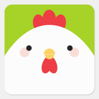 Adesivo Quadrado de Galinha Branca