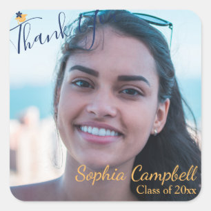 Adesivo Quadrado de Graduação Azul Moderno