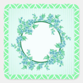 Adesivo Quadrado de Grinalda Floral Azul Menta e B