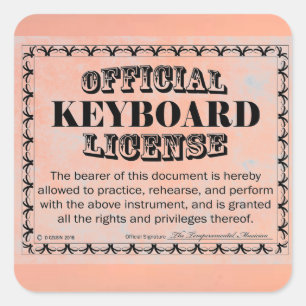 Adesivo Quadrado de Licença de Teclado
