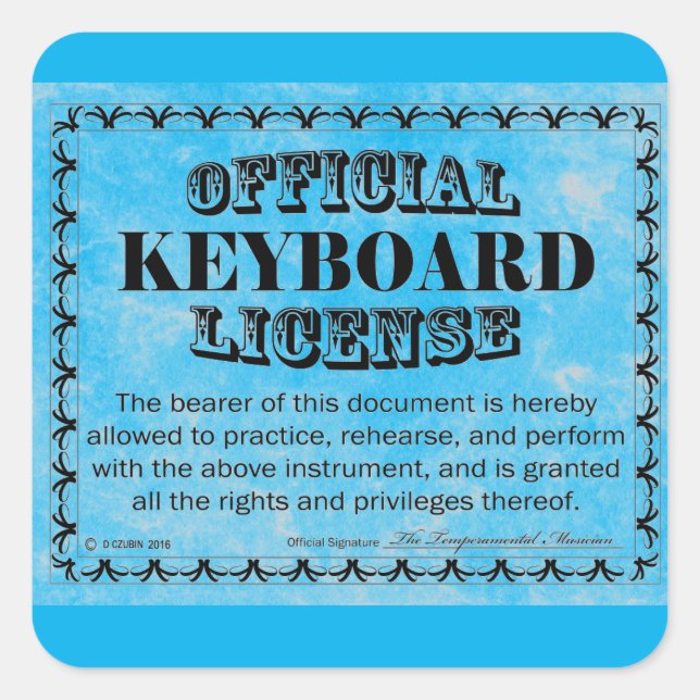 Adesivo Quadrado de Licença de Teclado (Frente)