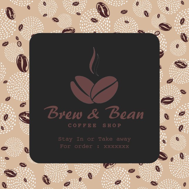 Adesivo quadrado de logotipo de café personalizado (Criador carregado)