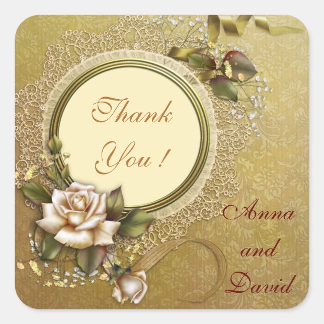 Adesivo Quadrado de Luxo Moderno Dourado Adicione  (Frente)