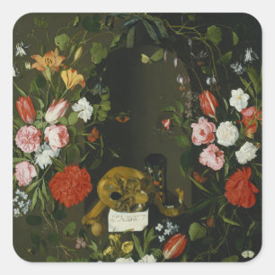 Adesivo Quadrado De Vanitas vida ainda com flores