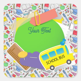 Adesivo Quadrado De volta à escola. Informações gerais sobre o mate